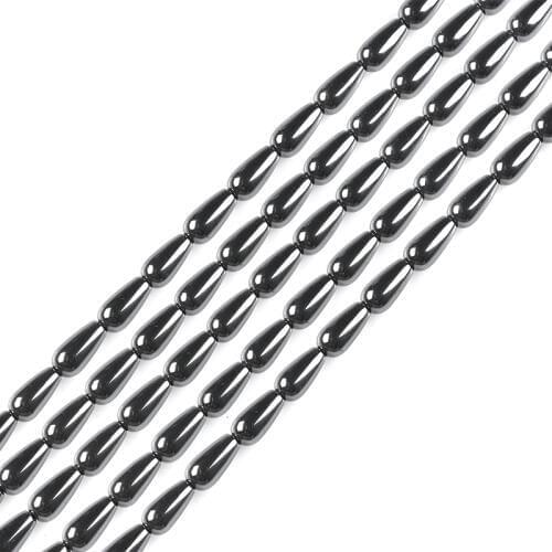 Natural Stone Water drop shape Black Hematite beads 12*6mm 34Pcs cone bead For DIY Jewelry bracelet Necklace Making Accessories