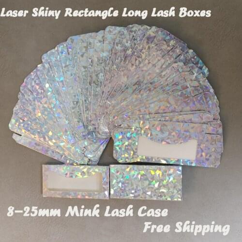 Laser Lash Boxes Packaging Bulk Beautiful Shinning Eyelash Storage Box for 25mm Mink False Eyelash Empty Lash Box Case Makeup