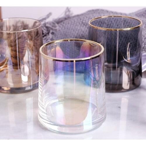 Creative Handmade 220ml Wine Glass 2pcs/Set Colorful Painted Gold Whiskey Vodka Juice Platform Plus Cup Family Bar Drinkware