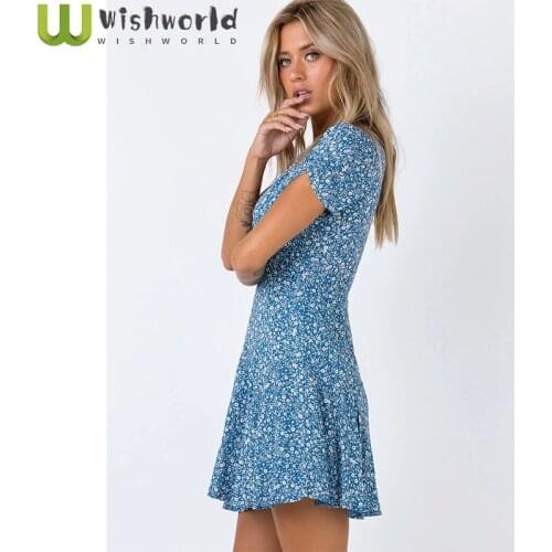 2021 Summer V-neck Shirt Printing Cultivate Ones Morality Dress Floral Chiffon Sexy Miniskirt Restoring Ancient Ways