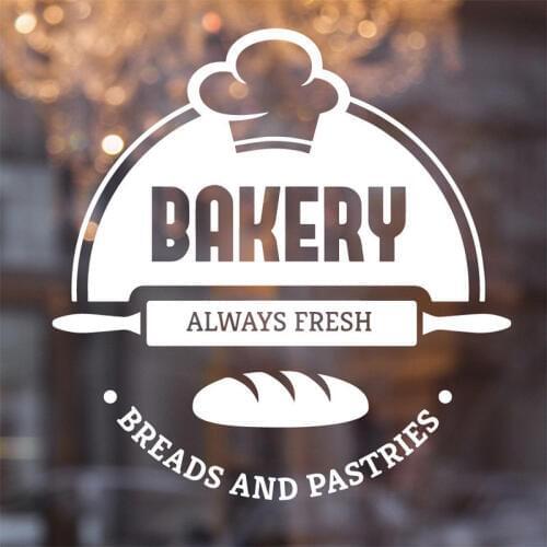 Bakery Cake Shop Wall Decal Fresh Bread Wall Sticker Vinyl Bakery Shop Wall Art Mural Kitchen Decor Window Bread Poster LW88