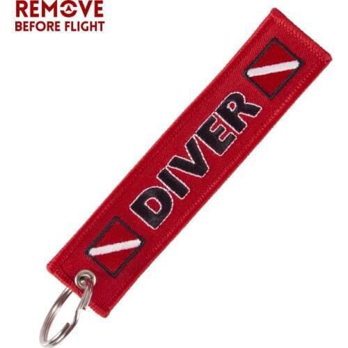 Newest Car Keychain Embroidery DIVER Key Ring Motorcycle Red Key Chain chaveiro carro Key Holder For Luggage Tag Aviation Gifts