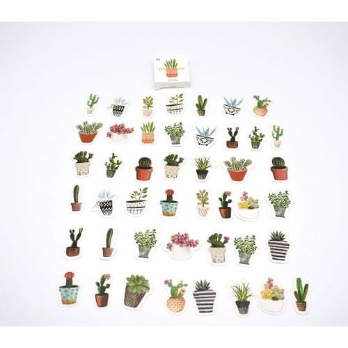 NEW 45pcs/set Cute Green Plant Cactus Stickers Planner Scrapbooking DIY Decoration Diary Album Stick Label Journal Sticker