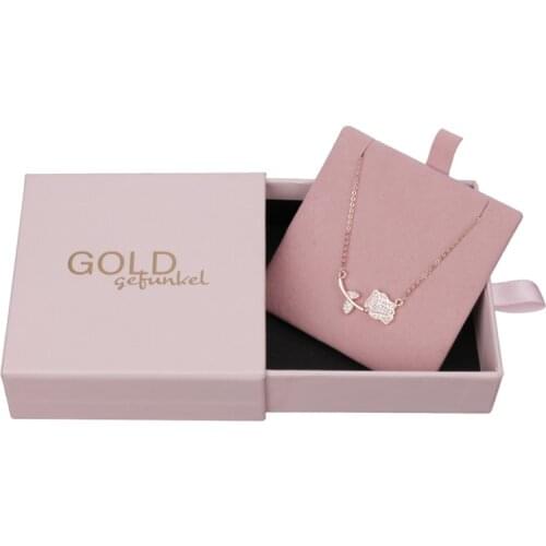 Wholesale 500pcs/lot Custom Logo Pink Paper Jewelry Box Cardboard Jewelry Gift Box Earring Neckalce Boxes