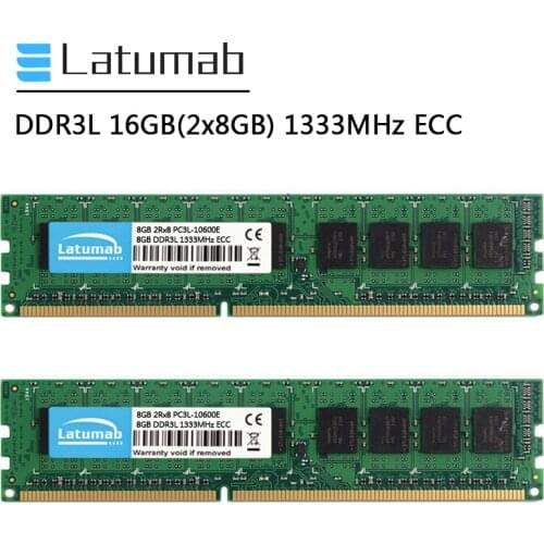 Latumab DDR3L 16GB (2x8GB) 1333MHz Workstation Memory 240Pin ECC UDIMM PC3L-10600E Memoria RAM DDR3 1.35V ECC Unbuffered Memory