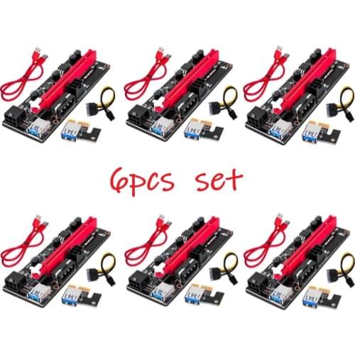 6pcs Mining Rig Extender Riser Ver009s USB 3.0 PCI-E Riser VER009S Express Durable Adapter Card SATA 15pin To 6 Pin Power Cable