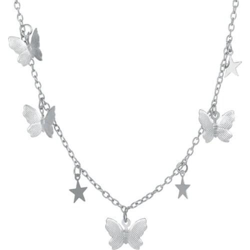 Cute Butterfly Pendant Necklace For Women Vintage Alloy Butterfly Pendant Necklace Steet Style Fashion Necklace Jewelry Gifts