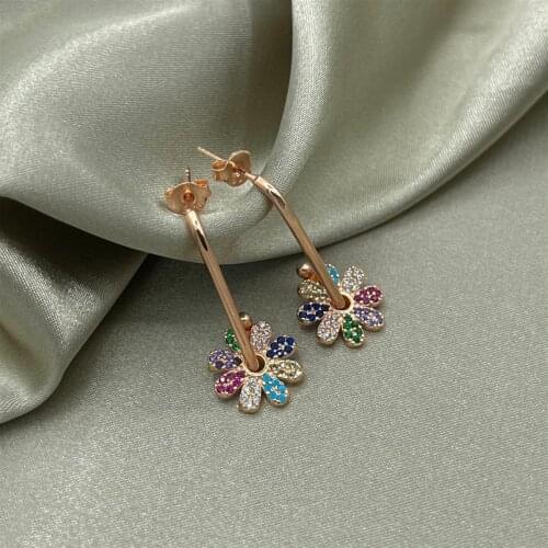 Rose Plated Rainbow Earrings