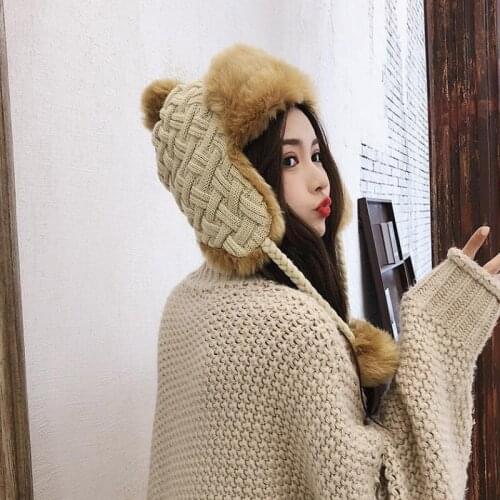 New Solid Skullies Beanie Ear Cap Soft Knitted Women Hat Windproof Women Winter Caps Lady Warm Vacation Outdoor Cap Ski Cap Gift