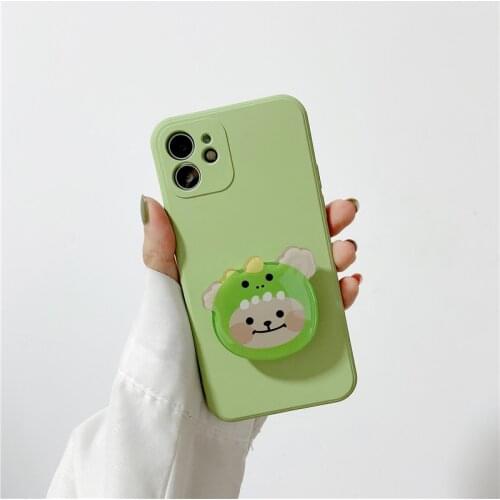 For iPhone 11 12 PRO 12 MINI 11 Pro Max silicone cartoon For iPhone SE 2020 XS XR X 7 8 Plus Korea bear ring stand Phone Case