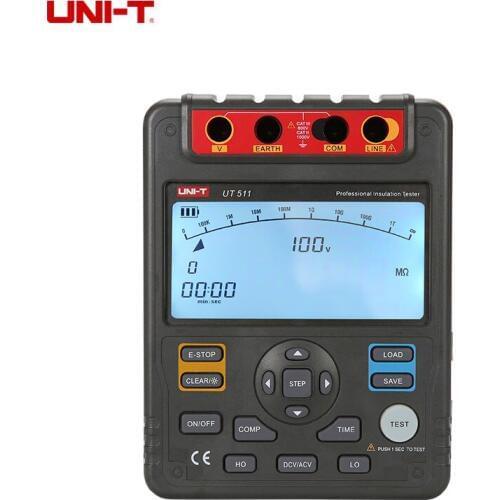 UNI-T UT511 Digital Insulation Resistance Test Meter Megohmmeter Ohmmeter Voltmeter Auto Range 1000V LCD Backlight with TOOLBOX