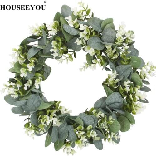 Eucalyptus Wreath Artificial Plants Background Wall Window Decorative Wedding Party Supplies Gifts Diy Christmas Home Decoration