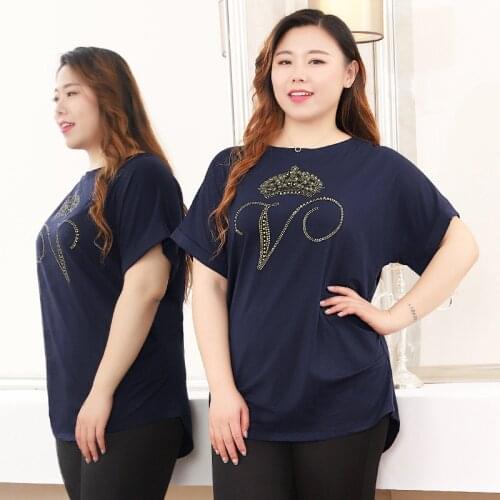 Crown Print Plus Size Shirts Women Tops Asymmetrical Short Sleeve Loose Summer Blouses Female 4XL to 10XL Plus Size Blusas