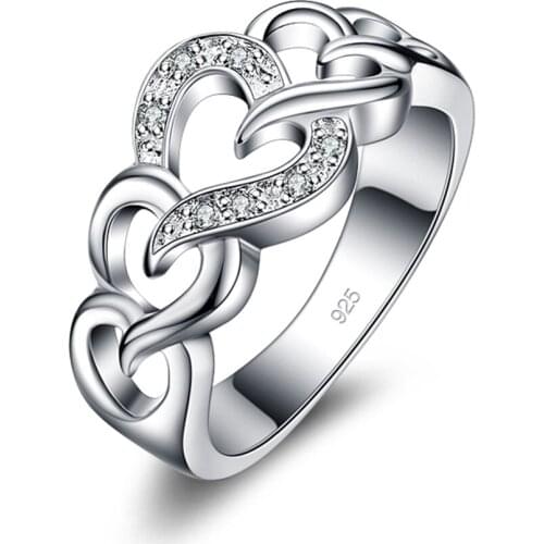 Valentines day gifts 925 sterling silver ring for women heart zircon inlay rings girls popular jewelry Birthday holiday gifts