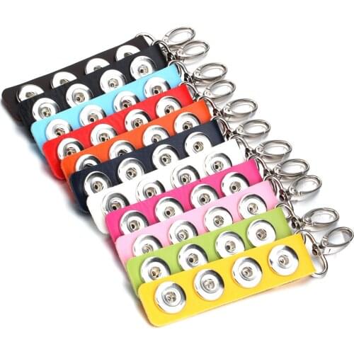 10 Color Snap Button Jewelry Keychain DIY PU Leather Key Chains Keychain for Men Women Key Rings Fit 18mm Snap Button Keychains