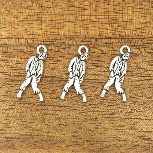 10pcs Charms walking dead zombie corpse 12*26mm Antique pendant fit Vintage Tibetan Silver DIY bracelet necklace
