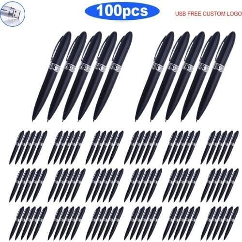 100pcs free logo ballpoint pen drive 32gb 16gb usb flash drive 64gb 8gb 4gb memory stick pen drive 128gb metal flash usb memoria