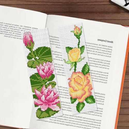11th Craft Stich Cross Stitch Bookmark Flowers Plastic Fabric Needlework Embroidery Crafts Counted Cross-Stitching Kit