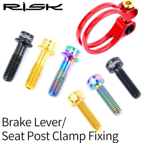 RISK 2PCS M5*18mm Bike Stem Handlebar Fixing Titanium Ti Bolts Fixed Screws Hollow Lightweight for MTB Bicycle Seat Post Clamp