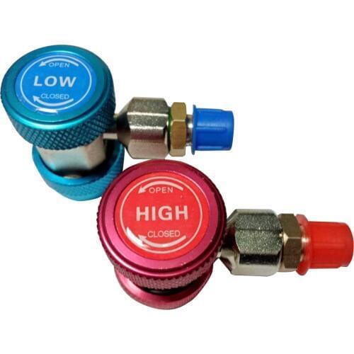 2pcs Coupler Connector Manual Metal Durable Coupler Connector Adapter Charging Hose for Vehicle Auto Car Air Conditioning A20