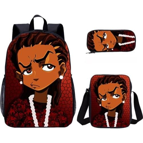 Africa American boys Printing Backpack Set 3 Pcs Bags for Men Fashionable School Teenager Boy and Girl Bookbag