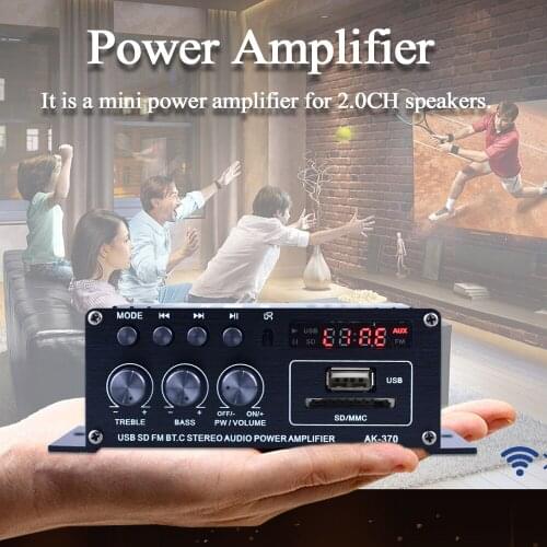 AK370 Mini Audio Power Amplifier Portable Sound Amplifier Speaker Amp for Car and Home With Remote Control