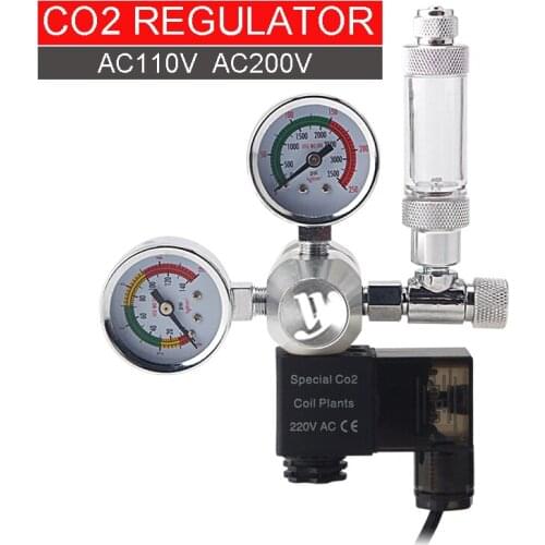 WYIN Aquarium CO2 regulator, with bubble counter fine-tuning valve 360°rotating CO2 electromagnetic pressure reducing equipment