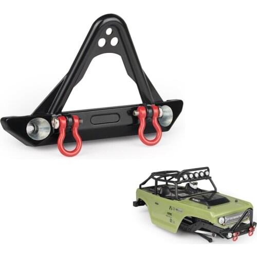 Rc Car Crawler Accessories Metal Front Bumper Guard + Red Hook Ring For 1/24 Model Truck Axial SCX24 90081 Jeep Option Part