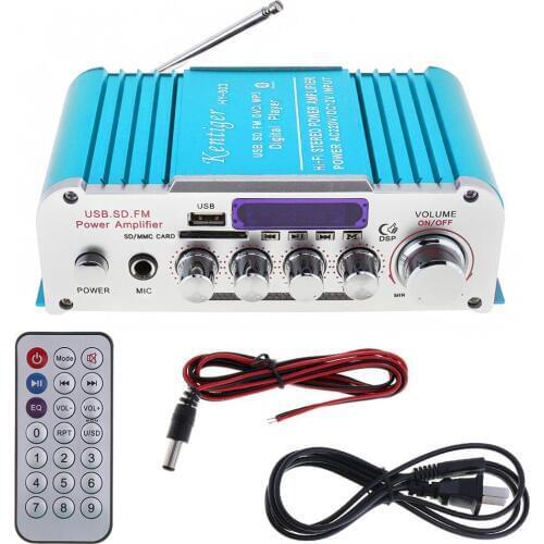 Car Audio Power Amplifier12V 2CH Bluetooth FM Radio Player Car Motorcycle Home HIFI sound amplifiers SD/USB/DVD/MP3 Input