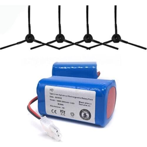 Battery 1x Battery+4x Brush Robotic Vacuum Cleaner Accessories Parts for Ilife V7S A6 V7S Pro Ilife V7S Plus