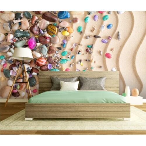 Beibehang custom Beach shell stone Murals Wallpaper Oil Painting Wall Paper Bedroom Mural De Parede sofa background wall paper