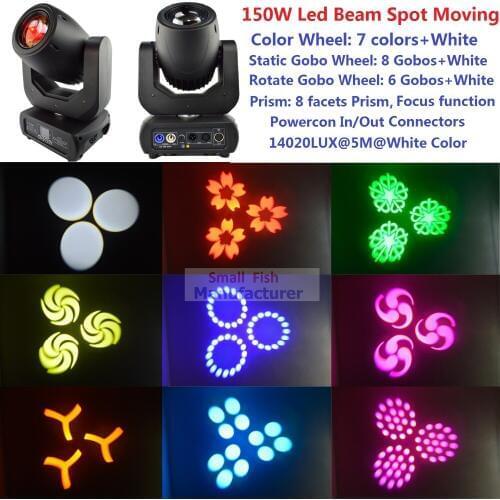 Free Shipping 150W White Lamp LED Spot Moving Head Light DMX DJ Disco Party Show Wash Beam Professional Stage Lighting Effect