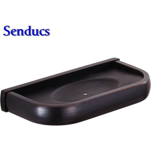 Free shipping luxury solid brass soap dish with black soap holder for bathroom accessories soap blasket from senducs sanitary