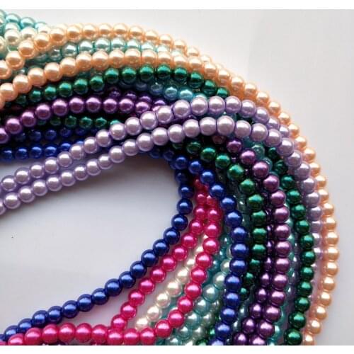 4 6 8 10MM Glass Imitation Pearl Beads Round Ball Bead 85-210pcs For DIY Bracelet Necklace Jewelry Findings Making Accessories