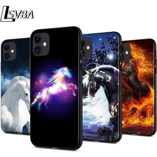 Cool Animal Horse For iPhone 12 11 XS Pro Max Mini XR X 8 7 6 6S Plus 5 SE 2020 Black Cover Phone Case