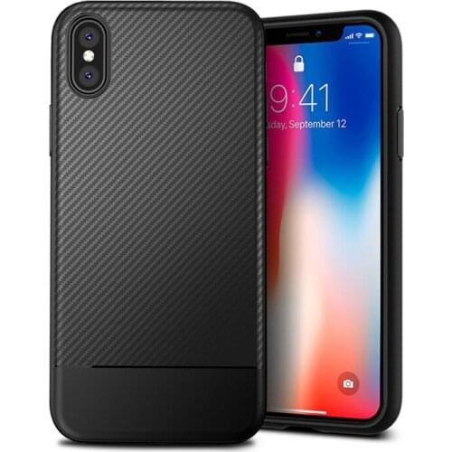 Carbon Fiber Soft TPU Phone Cover Premium Silicone Dustproof Cover Shockproof Anti-Scratch Protective Cover for Iphone XS