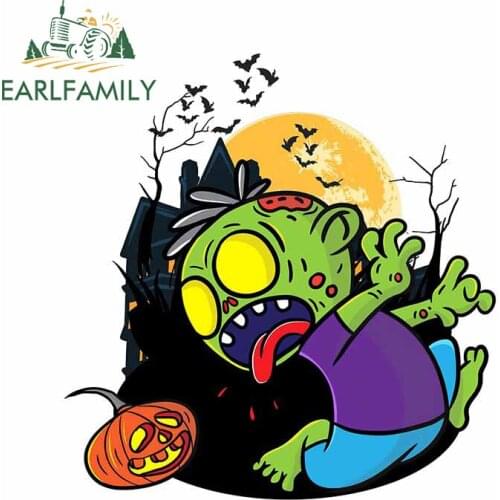 EARLFAMILY 13cm x 12.4cm for Funny Halloween Zombie Car Sticker Vehicle Laptop Decoration Camper Waterproof Window Trunk Decal