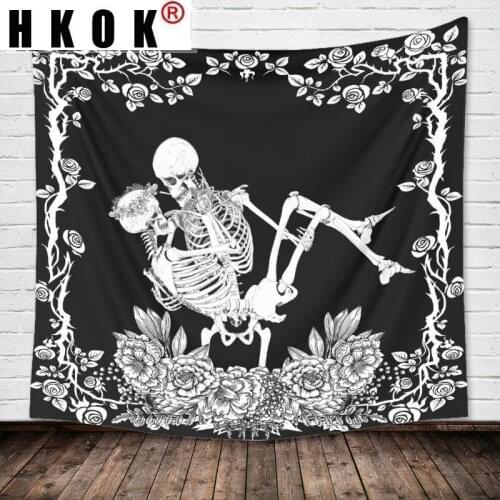 HKOK Pentagram Tarot Black Cat Tapestry Wall Art Hanging Sofa Background Tapestry Posters Modern Home Decor Bedroom Living Room