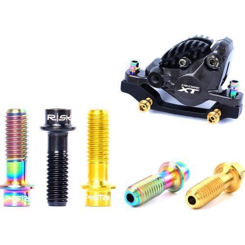 RISK 4pcs M6x18mm Titanium Bicycle Disc Brake Fixing Bolts Hollow Out XT MTB Bike Caliper Crank Screws