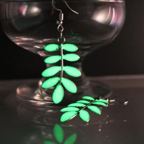 Leaves Ear Cuff Branches GLOW in the DARK Ear Clip Earrings Stud Eardrop Earrings WOMEN Girls Emerald green