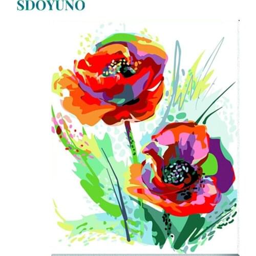 SDOYUNO 60x75cm Oil Painting By Numbers Rose DIY Paint By Numbers On Canvas Kits For Adult Frameless Flowers Hand Painting