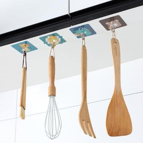 4Pcs Wall-mounted Clothes Hook Kitchenware Home Space Saving Small Bedroom Door Back Kitchroom Wall Hook Bathroom Storage Rack