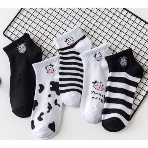 5 Pairs/Set Fruit Print Women Socks Cute Animals Cotton Short Socks Female Casual Funny Socks Spring Summer Sock Sokken