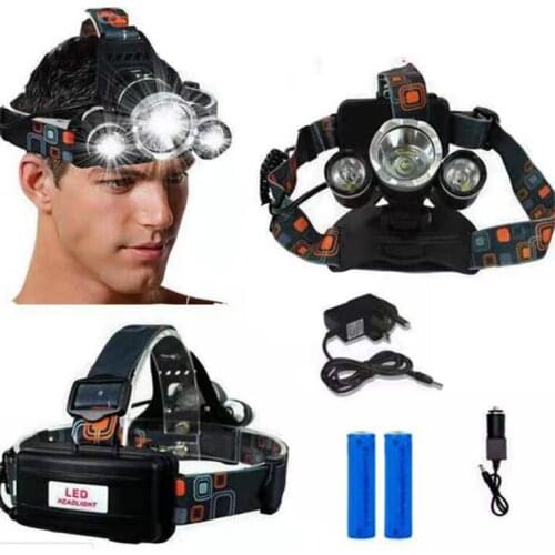 New 3 Head Lamp T6 Strong Llight Head Lamp Charging Head Lamp Fishing Head Lamp DC Charging