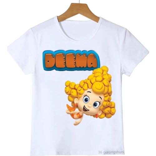New arrival 2021 girls t shirt cute bubble fish cartoon print kids tshirt summer Casual boys t-shirt childrens clothing tops