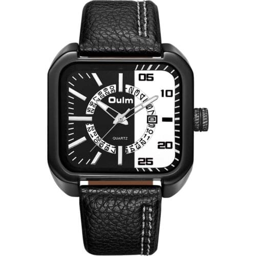 Top Luxury Brand Oulm Watch Fashion Square Watch Mens Quartz Watches Men Sport Watches Man Watch Leather relogio masculino