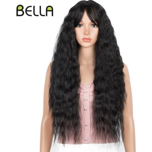 Bella Synthetic Wig Afro Kinky Curly Hair 30 Inch Synthetic Simulation Scalp Wig Grey Brown Heat Resistant Wig For Black Woman