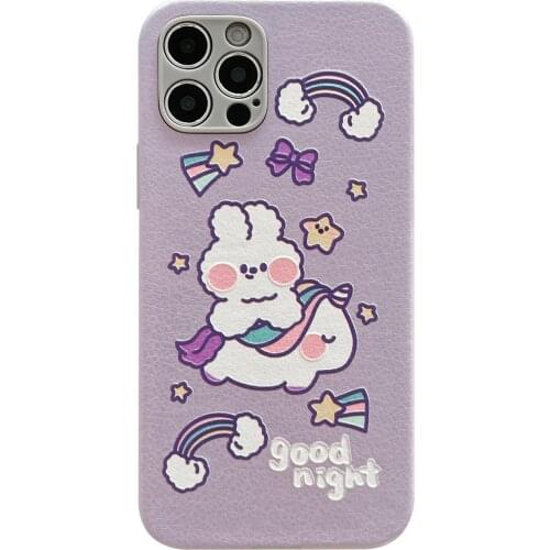 Light Purple Rabbit Girl Case for iPhone 12 Pro Max Back Phone Cover for 12 Mini 11 Pro Max X XS XR 8 7 Plus SE 2020 Capa