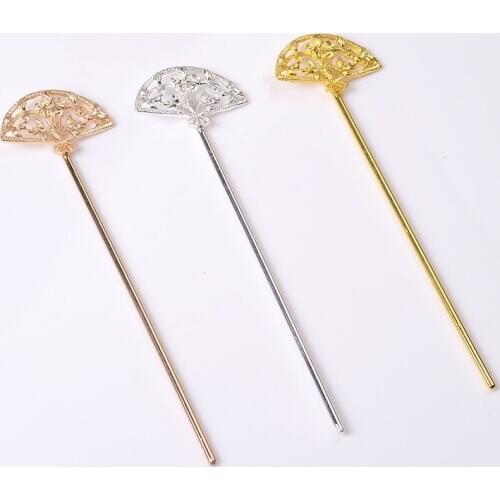 10pcs/lot Sector Flower 3 Color Alloy Hairpin Chinese Hair Sticks Bridal Hair Fork Hair Accessories For Women