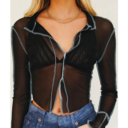 Sexy Open Chest Bow White Long Sleeve Knitted Blouse V-neck Women Cropped Tops Solid Office Shirt Lady Shirt Blusas Camisa